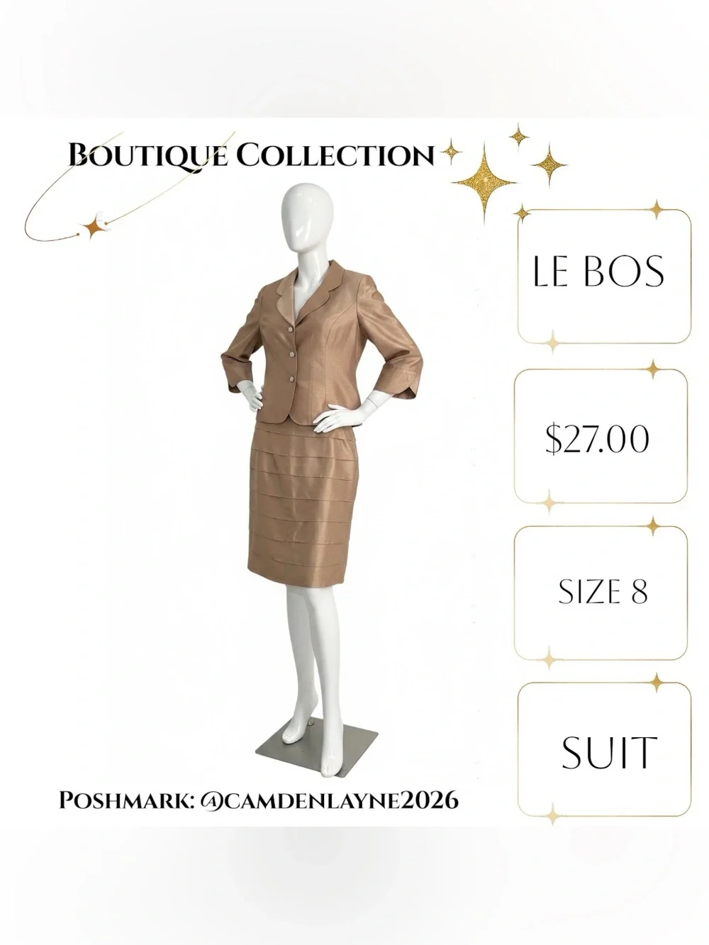 Iridescent Champagne Jacket with Pencil Skirt Outfit -Sleek Professional Styling